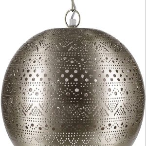 Lámpara Oriental Marroquí – lamparilla colgante – farola de techo Herera Plateado – 30cm – muy práctica para una iluminación excelente – transmite una decoración excelente refinada [Clase de eficiencia energética A++]