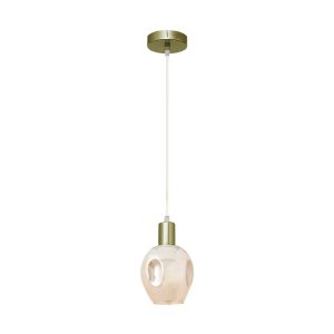 Colgante Meteoro 1xe27 Cuero/Ámbar Regx14 3 Oquedades