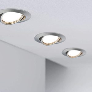 Paulmann EBL 93399 Luminaria LED Base, Redonda, orientable máx. 10×10 W, Acero Mate, lámpara empotrable, Metal, Foco de Techo, GU10, Hierro mateado
